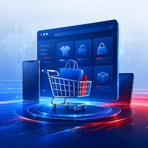 Εικονογράφηση xCMS eShop ηλεκτρονικού καταστήματος με προϊόντα και καλάθι αγορών